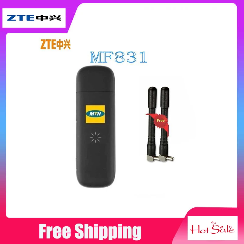 Unlocked ZTE MF831 4G USB LTE Dongle Modem 150Mbps Data Card MBB Stick Plus 2Pcs Antenna
Unlocked ZTE MF831 4G USB LTE Dongle Modem 150Mbps Data Card MBB Stick Plus 2Pcs Antenna