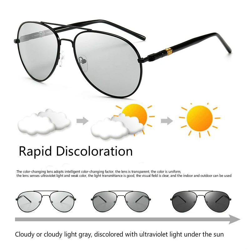 Classic Color Changing Polarized Sunglasses Driving Glasses Day and Night Glasses
Classic Color Changing Polarized Sunglasses Driving Glasses Day and Night Glasses