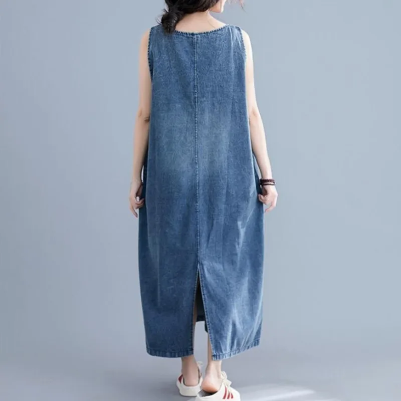 #0405 платье из джинсовой ткани для женщин Большие размеры на каждый день в