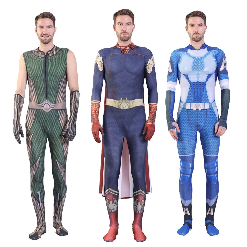 

The Boys TV Series Cosplay Costumes The Seven Homelander A-Train The Deep Men Boys Super Hero Costumes Jumpsuits Rompers Cape