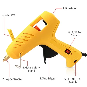 Hot XD-Hot Glue Tool with LED Lights,60/100W Full Size Dual Power High Temp Heavy Duty Melt Glue Tool Kit for DIY, Arts & Crafts
Hot XD-Hot Glue Tool with LED Lights,60/100W Full Size Dual Power High Temp Heavy Duty Melt Glue Tool Kit for DIY, Arts & Crafts