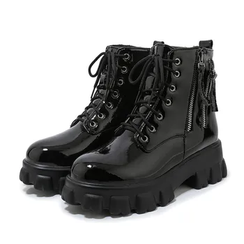 Fashion double zipper style PU leather short boots for women Flat boots thick sole black Fall winter casual boots 2020
Fashion double zipper style PU leather short boots for women Flat boots thick sole black Fall winter casual boots 2020