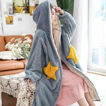Pajamas Women's Autumn and Winter Coral Fleece Long Fleece Large Size Nightgown Winter Nightdress 
Pajamas Women's Autumn and Winter Coral Fleece Long Fleece Large Size Nightgown Winter Nightdress