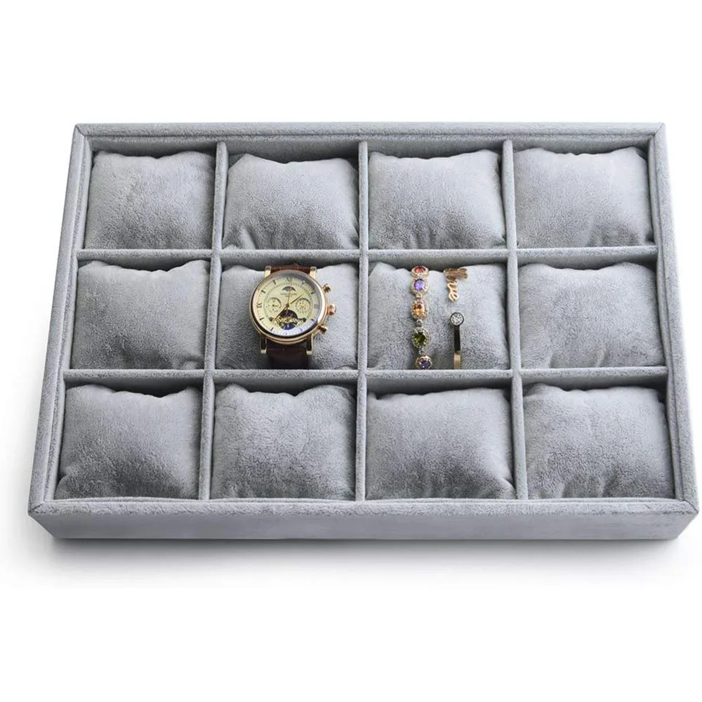 Gray Velvet 12 Grid Premium Watch Organizer Jewelry Tray Bracelet Bangle Display Holder Adjustable Pillow Jewelry Showcase
Gray Velvet 12 Grid Premium Watch Organizer Jewelry Tray Bracelet Bangle Display Holder Adjustable Pillow Jewelry Showcase