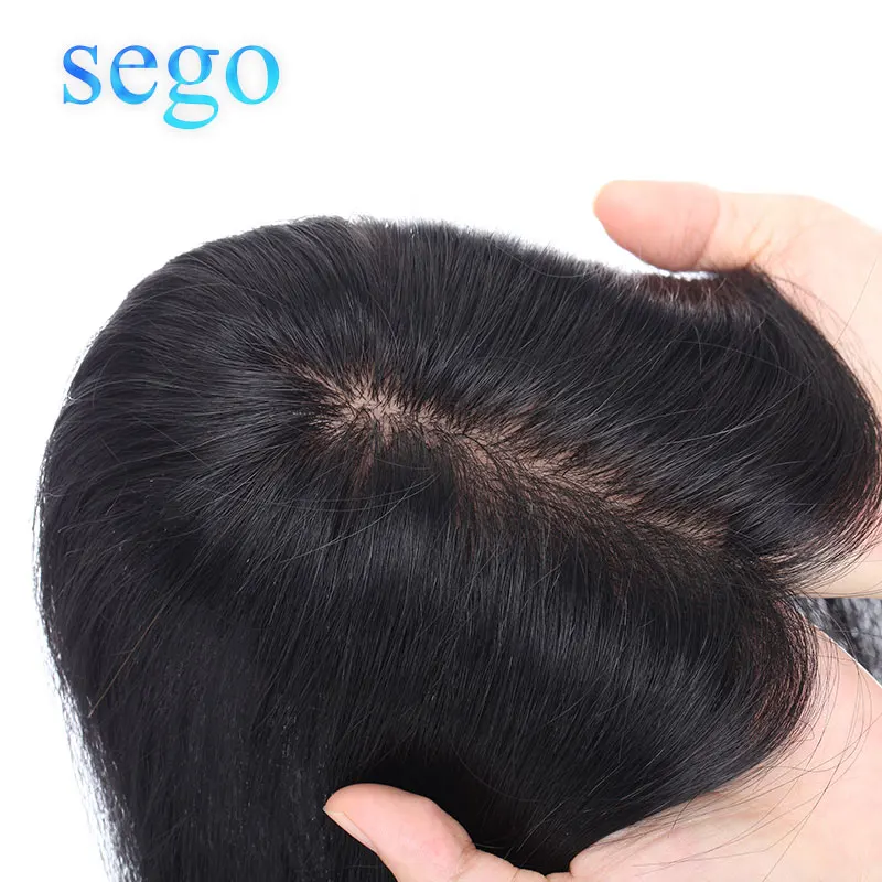 SEGO 6x13 см прямые шелковые накладные волосы для женщин натуральный цвет на клипсах