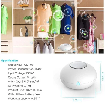 Ozone Generator Deodorizer Air Purifier, USB Rechargeable Refrigerator Purifier Portable Air Deodorizer for Small Space Clear Od
Ozone Generator Deodorizer Air Purifier, USB Rechargeable Refrigerator Purifier Portable Air Deodorizer for Small Space Clear Od