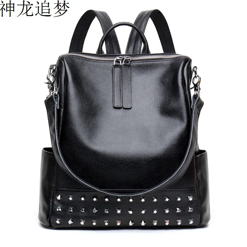 Backpack women's design Genuine leather handbags Retro rivet Rucksack Cowhide leather Knapsack travel bag fashion wild backpack
Backpack women's design Genuine leather handbags Retro rivet Rucksack Cowhide leather Knapsack travel bag fashion wild backpack