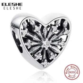ELESHE 925 Sterling Silver Winter Snowflake Heart Charm Beads Fit Original Bracelets & Bangles Women DIY Jewelry Christmas Gift
ELESHE 925 Sterling Silver Winter Snowflake Heart Charm Beads Fit Original Bracelets & Bangles Women DIY Jewelry Christmas Gift