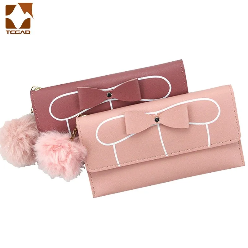 women's leather wallet pompon Butterfly Wrist Handle portefeuille femme Long Section bowknot Women Purse carteira feminina 2020
women's leather wallet pompon Butterfly Wrist Handle portefeuille femme Long Section bowknot Women Purse carteira feminina 2020