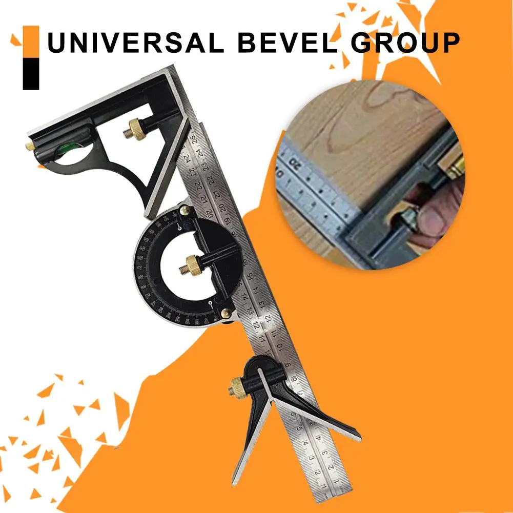 Stainless Steel Square Ruler Adjustable Sliding Combination Square Ruler Protractor Level Measuring Tool Set
Stainless Steel Square Ruler Adjustable Sliding Combination Square Ruler Protractor Level Measuring Tool Set