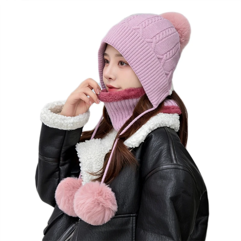 Women Knit Hat and Bib Windproof Soft Solid Color Fashion Pompom Ball Hat Warm Chunky Knit Beanie for Cold Weather
Women Knit Hat and Bib Windproof Soft Solid Color Fashion Pompom Ball Hat Warm Chunky Knit Beanie for Cold Weather
