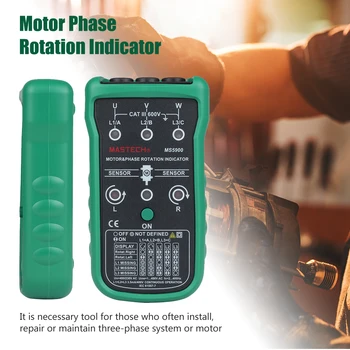 MS5900 Motor Phase Rotation Indicator Battery Operated Meter Detector Portable Accurate Voltage Sequence Tester Digital Display
MS5900 Motor Phase Rotation Indicator Battery Operated Meter Detector Portable Accurate Voltage Sequence Tester Digital Display
