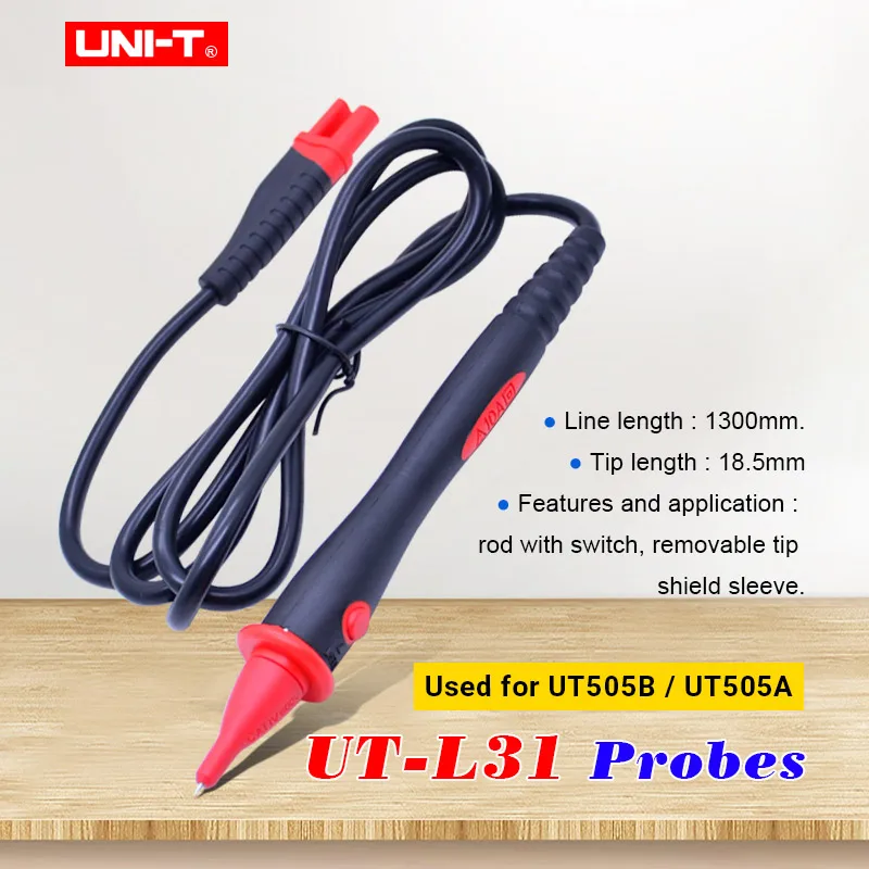 Remote Test Lead UNI-T UT-L31 Rod with switch Insulation Test leads;remote controlled probe Test Pen; Applies To UT505A UT505B
Remote Test Lead UNI-T UT-L31 Rod with switch Insulation Test leads;remote controlled probe Test Pen; Applies To UT505A UT505B