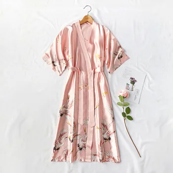 Wedding Robe Print Satin Women Kimono Gown Bathrobe Pink Home Clothing Elegant Sexy Sleepwear Casual Silky Intimate Lingerie
Wedding Robe Print Satin Women Kimono Gown Bathrobe Pink Home Clothing Elegant Sexy Sleepwear Casual Silky Intimate Lingerie