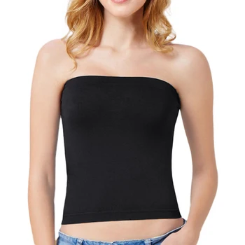 

Sexy Women Strapless Top Sleeveless Crop Top Elastic Boob Bandeau Tube Tops Shirt Cami Top Solid Color Hot Sale