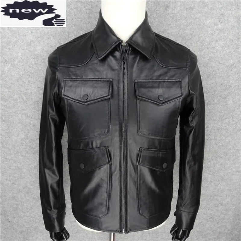 Business Genuine Sheepskin Leather Mens Jacket Luxury Designer Slim Turn-down Collar Male Coat Black Zip Veste Homme Plus Size
Business Genuine Sheepskin Leather Mens Jacket Luxury Designer Slim Turn-down Collar Male Coat Black Zip Veste Homme Plus Size