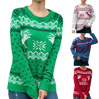 Christmas Sweaters Winter Pullovers Women Sweater Long Sleeve O-neck Sweater Snowflake Elk Print Sweater Pullover Ladies Sweater
Christmas Sweaters Winter Pullovers Women Sweater Long Sleeve O-neck Sweater Snowflake Elk Print Sweater Pullover Ladies Sweater