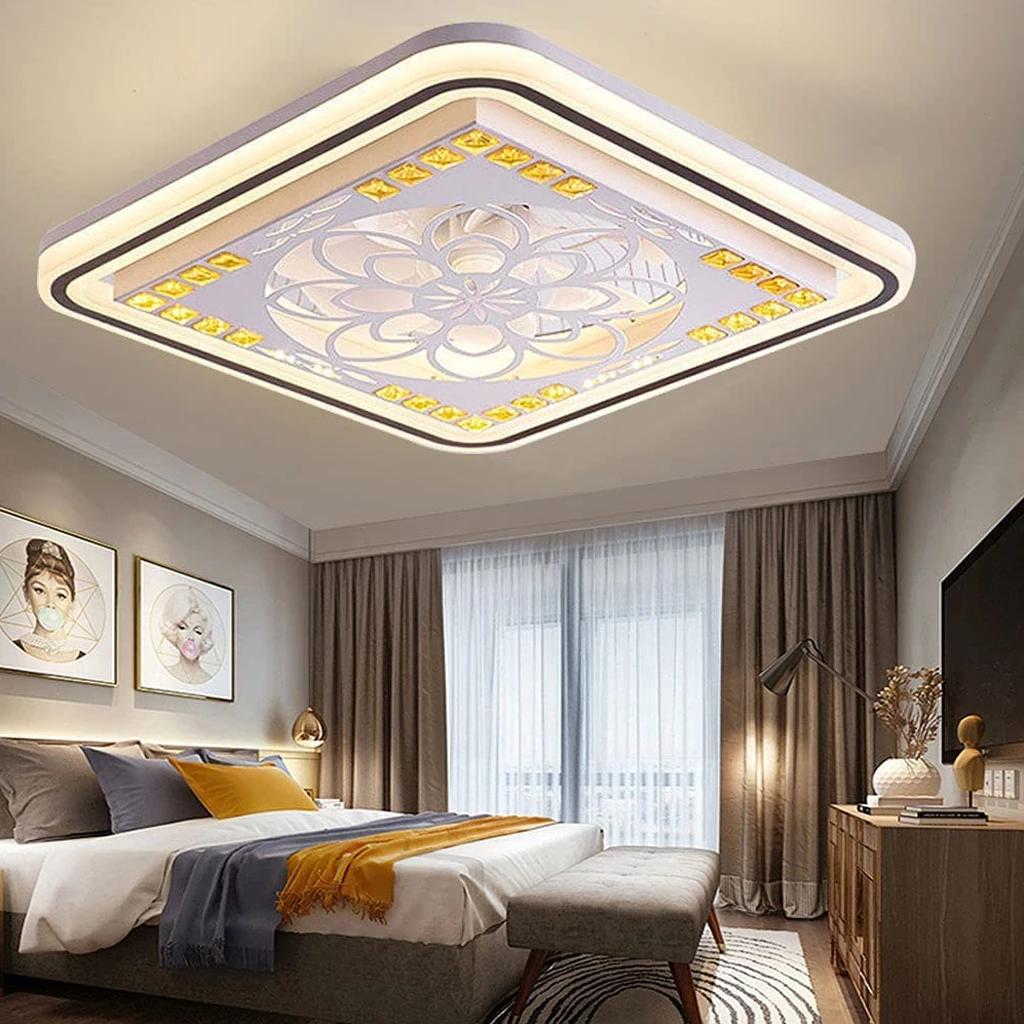 LED Silent Ceiling Fan Light with Lamp and Remote Control Dimmable Chandelier Invisible Fans Children's Room Bedroom Lighting LED Silent Ceiling Fan Light with Lamp and Remote Control Dimmable Chandelier Invisible Fans Children's Room Bedroom Lighting