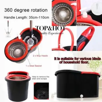 360 FLOOR MAGIC SPIN MOP BUCKET SET MICROFIBER ROTATING DRY HEAD WITH 2 HEADS
360 FLOOR MAGIC SPIN MOP BUCKET SET MICROFIBER ROTATING DRY HEAD WITH 2 HEADS