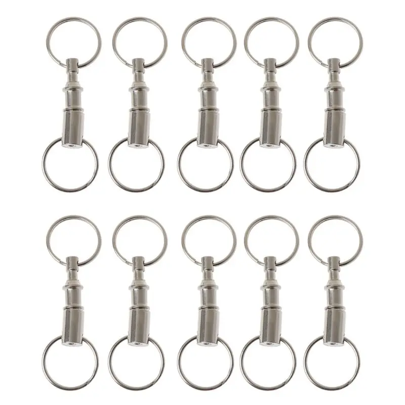 10Pcs Pull-Apart Quick Release Silver Key Ring Easy Detach Double Snap Key Chain
10Pcs Pull-Apart Quick Release Silver Key Ring Easy Detach Double Snap Key Chain