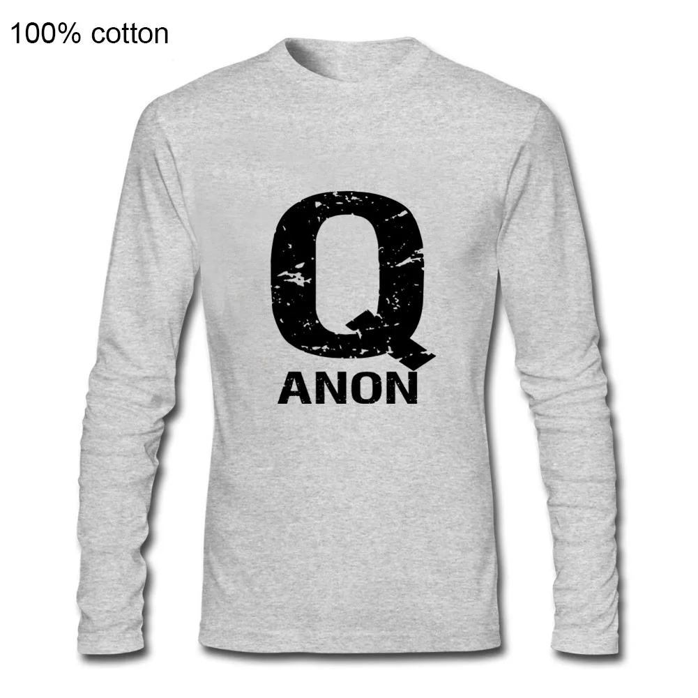 Длинные мужские футболки QAnon с изображением свободного движения Q Anon Белым