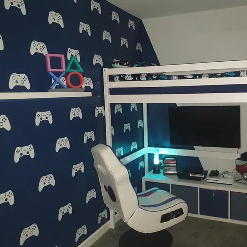 SET of 40 Switch Controller Video Game Wall Sticker Gaming Eat Sleep Zone Loading PS4 Repeat Decal Playroom Vinyl | Дом и сад