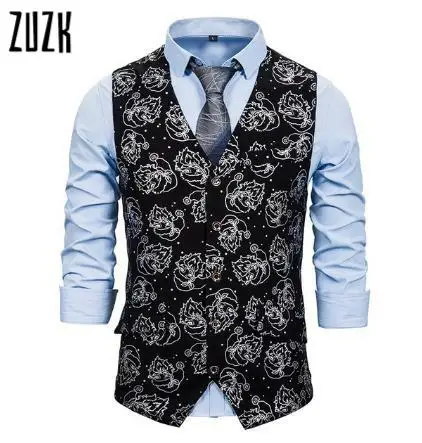 New Year Christmas Party Prom Men Waistcoat Santa Claus Hot Stamping Men Vest
New Year Christmas Party Prom Men Waistcoat Santa Claus Hot Stamping Men Vest