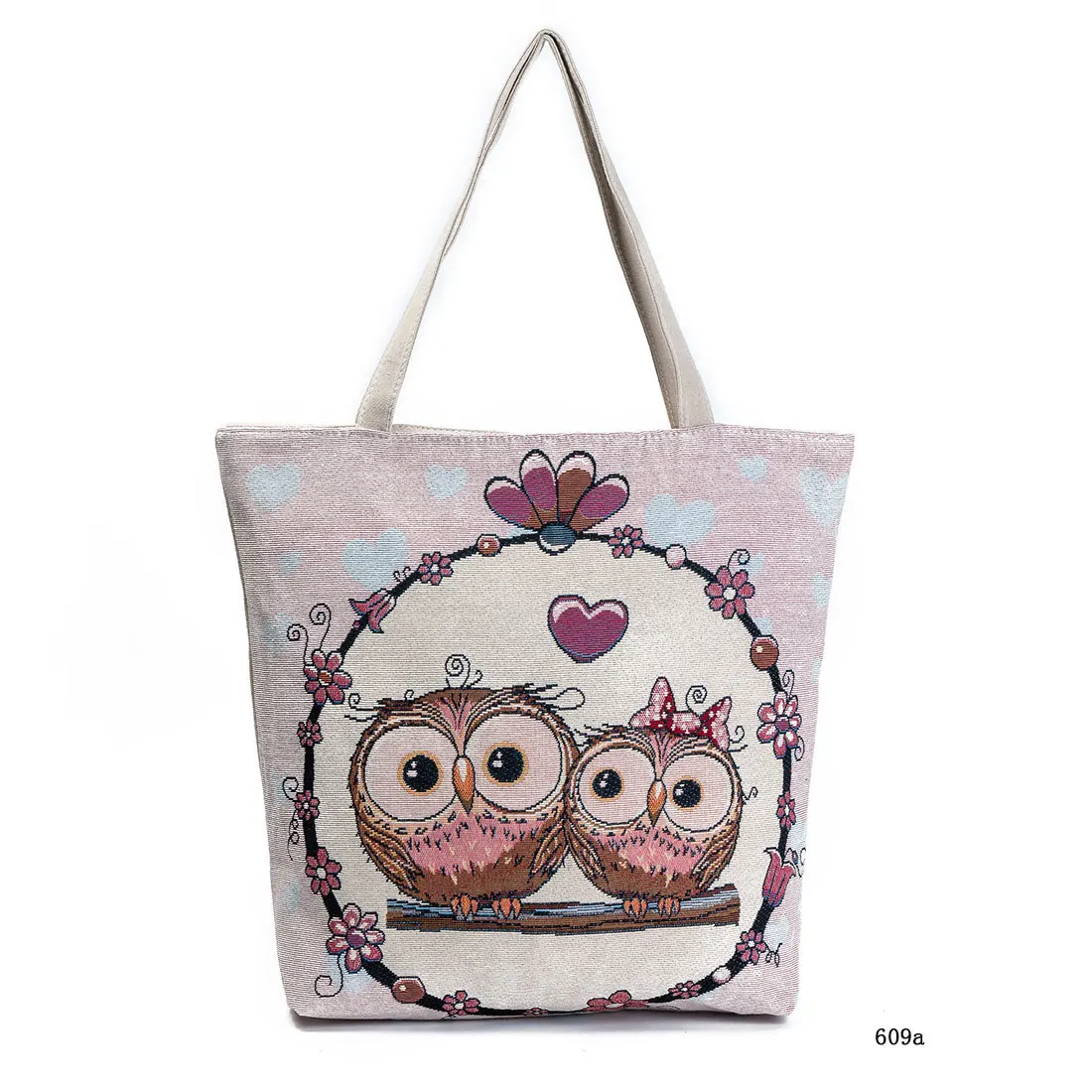 

Shopping Bag For Women Cartoon Owl Canvas Shoulder Bag Lady Handbag Jacquard Spiraea Canvas Shopping Bag