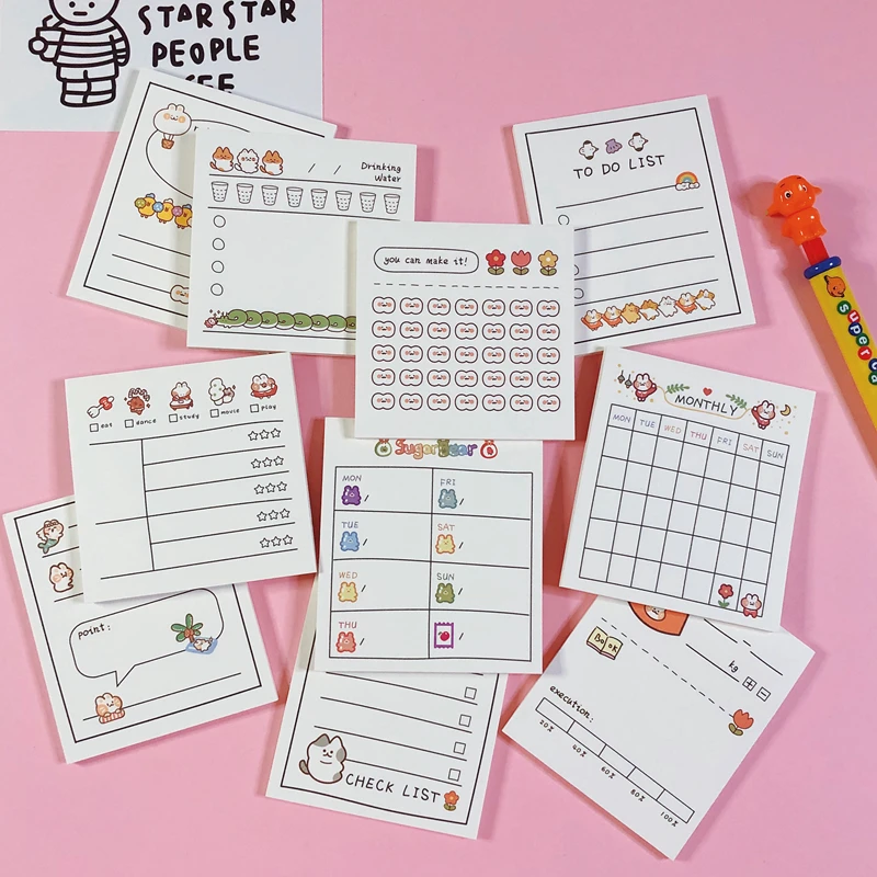 30 Sheets Cartoon Bear Rabbit Sticky Notes Student Weekly Planner Stickers Memo Pad Portable Message Paper School Stationery
30 Sheets Cartoon Bear Rabbit Sticky Notes Student Weekly Planner Stickers Memo Pad Portable Message Paper School Stationery