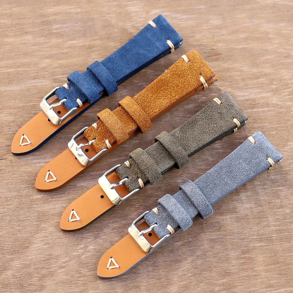 Vintage Suede Leather Watch Band 20mm 22mm Blue Brown Watch Strap Replacement Wristband Handmade Stitching Watchband
Vintage Suede Leather Watch Band 20mm 22mm Blue Brown Watch Strap Replacement Wristband Handmade Stitching Watchband