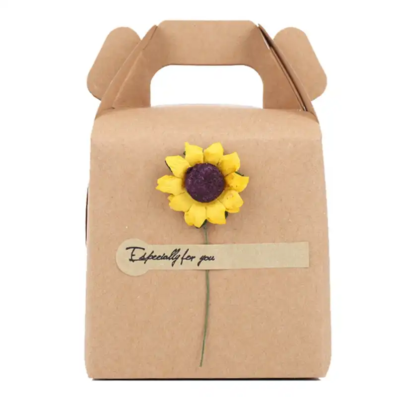 beautiful flower christmas box gift bag kraft paper candy box