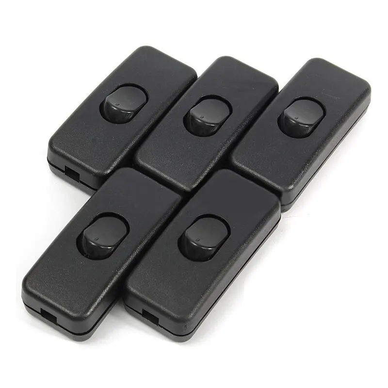 5pcs 110-250V Black Inline Lamp On/off Switches Universal Line Cord Switch Classic Useful Light Desk Lamp Hardware Accessories