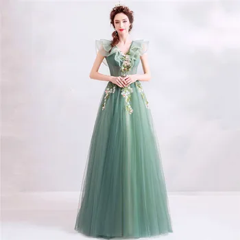 Party Dress Emerald Green XS-3XL Ruffle Sleeve V Neck Floral Embroidery Floor-length Bride Clothing Banquet Host Vestidos JD752
Party Dress Emerald Green XS-3XL Ruffle Sleeve V Neck Floral Embroidery Floor-length Bride Clothing Banquet Host Vestidos JD752