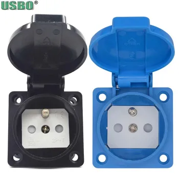 

High quality French industry safety outlet 16A 250V IP44 NF CE certification black 2p+E EU waterproof power connector socket