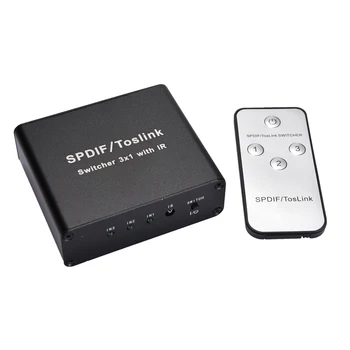 Digital Optical Audio Switch SPDIF/TOSLINK Optical Audio 3X1 Switcher Splitter Extender with IR Remote Controller Full HD(EU Plu
Digital Optical Audio Switch SPDIF/TOSLINK Optical Audio 3X1 Switcher Splitter Extender with IR Remote Controller Full HD(EU Plu