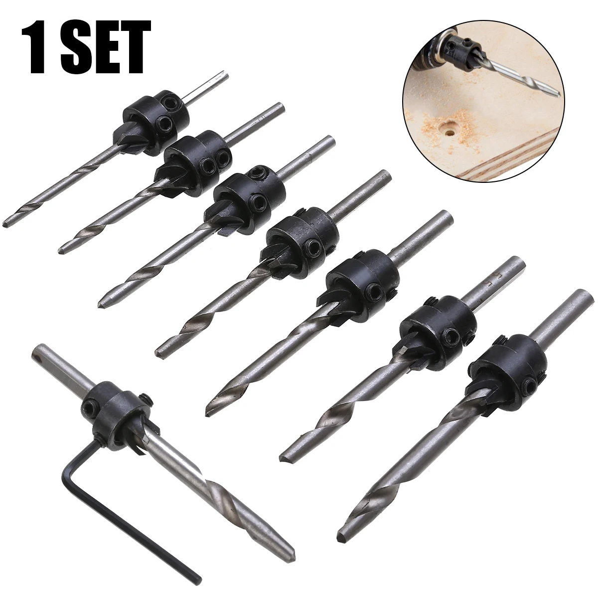 Mayitr 1 set Countersink Drill Bits Set Tapered Adjustable Stop Collar Wood Pilot Woodworking Tools HSS 3/3.5/4/4.5/5/5.5/6mm
Mayitr 1 set Countersink Drill Bits Set Tapered Adjustable Stop Collar Wood Pilot Woodworking Tools HSS 3/3.5/4/4.5/5/5.5/6mm