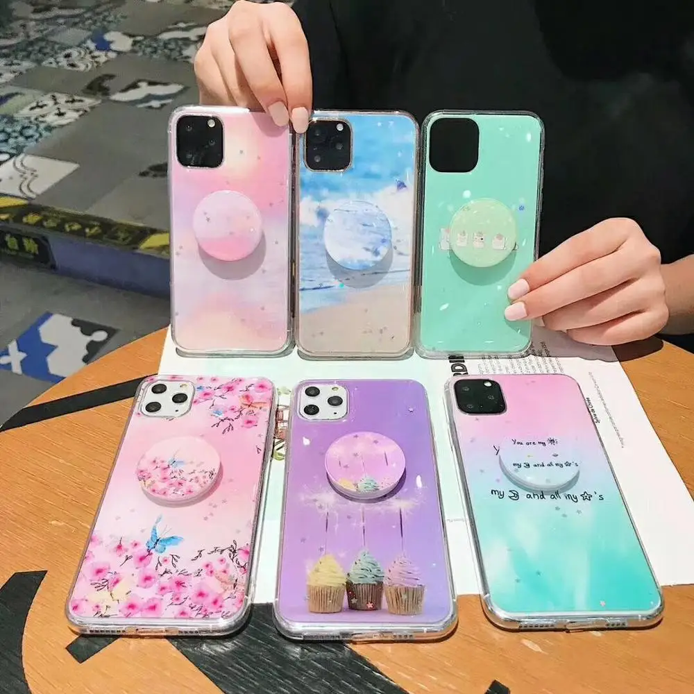 Glitter stars fresh art gradient pink sea 3D round handle bracket silicone cover for iphone 11Pro MAX XS XR 7 8plus phone cases
Glitter stars fresh art gradient pink sea 3D round handle bracket silicone cover for iphone 11Pro MAX XS XR 7 8plus phone cases