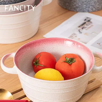 FANCITY Soup bowl ceramic bowl binaural soup bowl creative noodle bowl Japanese salad bowl household large soup bowl tableware p 
FANCITY Soup bowl ceramic bowl binaural soup bowl creative noodle bowl Japanese salad bowl household large soup bowl tableware p