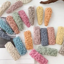 1PC צבעים בוהקים שיער קליפים ואטארדרוף כיכר מתולתל פלאפי בפלאש סיכת BB סיכות עבור נשים בנות חמוד יפה שיער אבזרים(China)