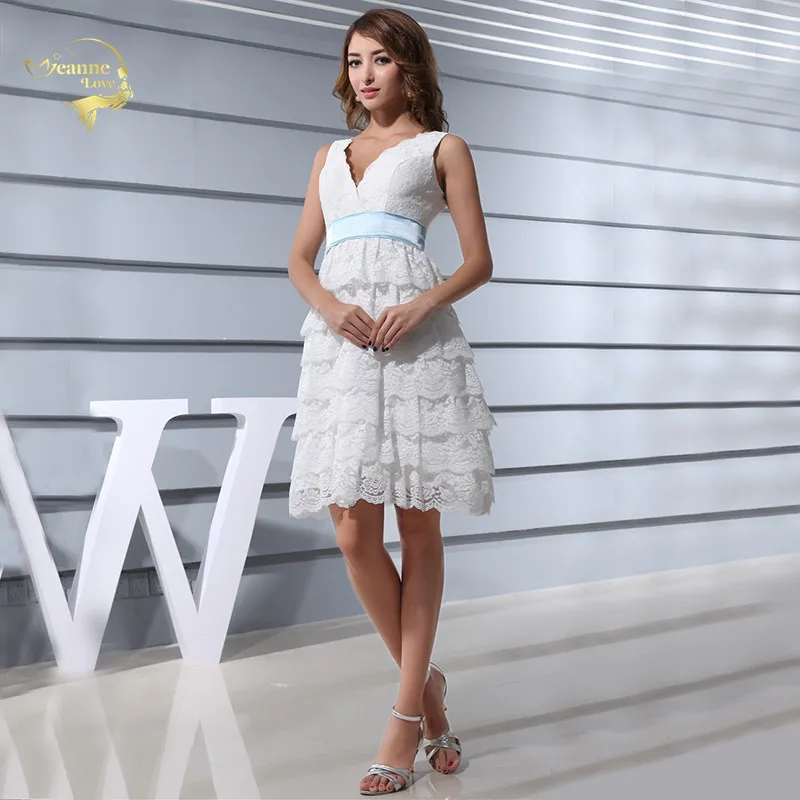 2016 New Design Lace Tiered Vestidos Tea Length V Neck Blue Belt Mini Cocktail Dresses Party Gown Y0222
2016 New Design Lace Tiered Vestidos Tea Length V Neck Blue Belt Mini Cocktail Dresses Party Gown Y0222