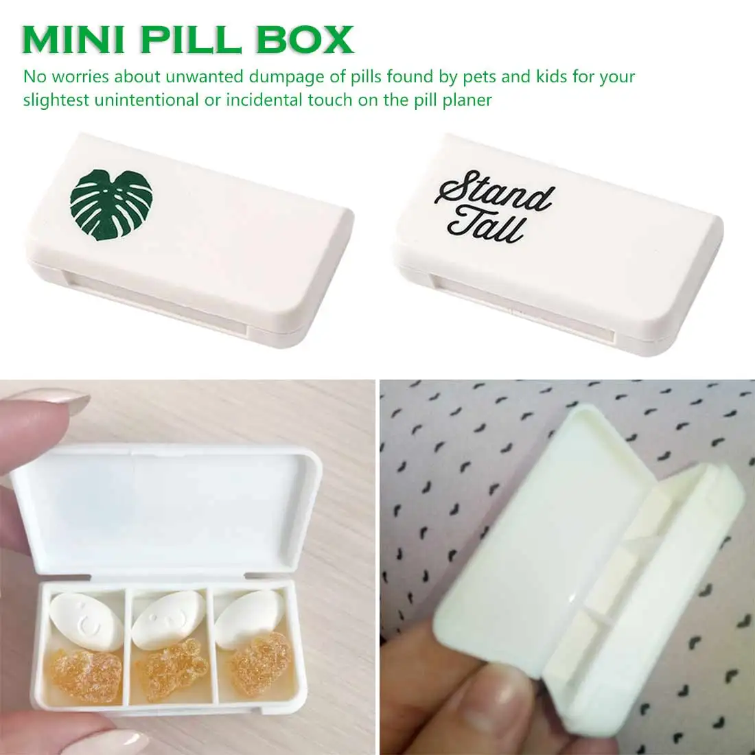 3 Lattices Pill box Tablet Cactus Leaf Pillbox Dispenser Medicine Boxes Dispensing Medical Kit Mini Organizer Case
3 Lattices Pill box Tablet Cactus Leaf Pillbox Dispenser Medicine Boxes Dispensing Medical Kit Mini Organizer Case