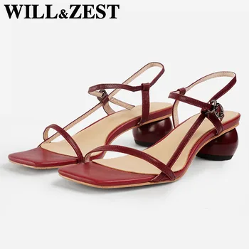 Will&Zest Sandals Women Summer Burgundy High Heels Chunky Round Ball Heel Footwear Square Toe Lace Up Sexy Woman Ladies Shoes 
Will&Zest Sandals Women Summer Burgundy High Heels Chunky Round Ball Heel Footwear Square Toe Lace Up Sexy Woman Ladies Shoes