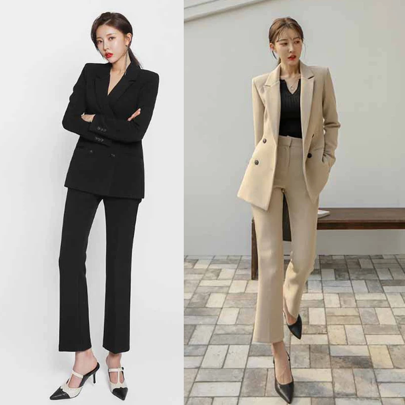 Women's suit 2020 spring and autumn fashion western style horn nine-point pants professional wear two-piece loose loose clothes 
Women's suit 2020 spring and autumn fashion western style horn nine-point pants professional wear two-piece loose loose clothes