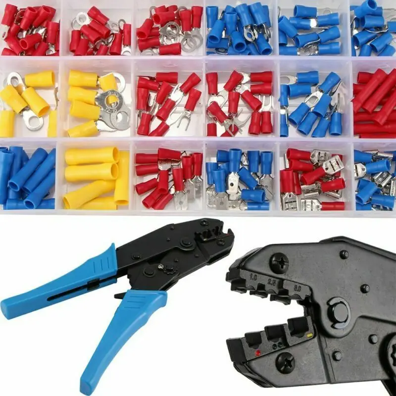 

175pcs Boxed Cold Terminal Combination with Crimping Pliers Tubular Line Insert Needle Nose Crimp Connector Insulated Terminal