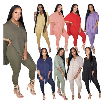 Summer Fashion Two Piece Set Women's V-neck Casual Solid Split Top And Pants 2 Pcs Outfits Tracksuit Female Homewear S-2XL
Summer Fashion Two Piece Set Women's V-neck Casual Solid Split Top And Pants 2 Pcs Outfits Tracksuit Female Homewear S-2XL