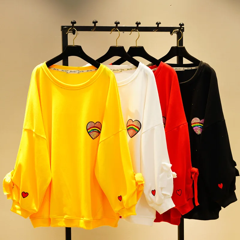 Spring and Autumn Korean Sweatshirt Loose Sleeve Oversized Hoodie Female Round-collar Loving Embroidered Bat Sleeve Color Top
Spring and Autumn Korean Sweatshirt Loose Sleeve Oversized Hoodie Female Round-collar Loving Embroidered Bat Sleeve Color Top