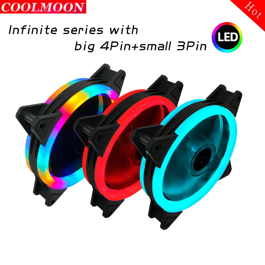 COOLMOON dual aperture 12cm desktop computer case fan LED solar eclipse cool luminous ultra-quiet computer cooling fan
COOLMOON dual aperture 12cm desktop computer case fan LED solar eclipse cool luminous ultra-quiet computer cooling fan