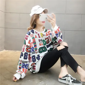 Autumn and winter Cotton Women sweatshirt Plus Size Round neck letter Long sleeve Tops Thin Pullover Harajuku coat streetwear 
Autumn and winter Cotton Women sweatshirt Plus Size Round neck letter Long sleeve Tops Thin Pullover Harajuku coat streetwear