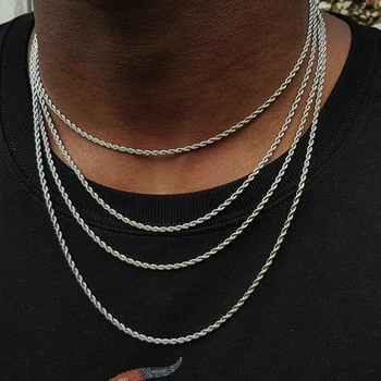 

ASSORTED COLORS MEN NECKLACE 1 TO 4MM ROPE SNAKE BOX CHAIN STAINLESS STEEL CHOKER 18 TO 24 INCH