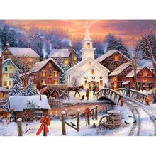 

GATYZTORY Snow Town Frame Painting By Numbers Canvas Colouring Landscape Handpainted Artwork Diy Gift Wall Home Decor